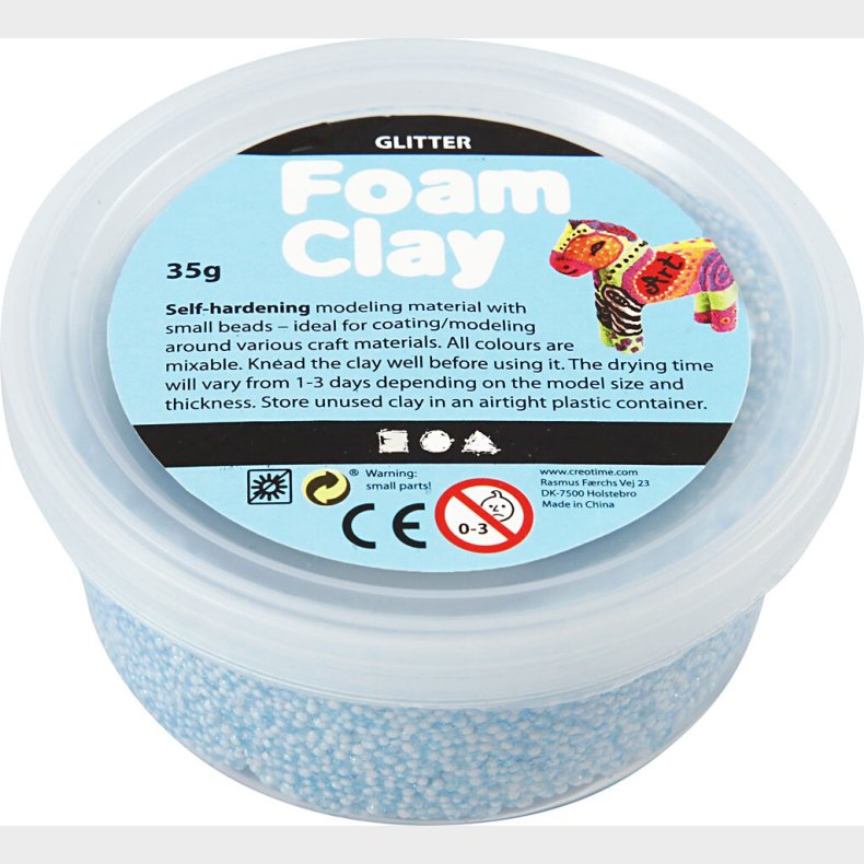 Glitter Foam Clay - Lysebl - Modellervoks - 35 G