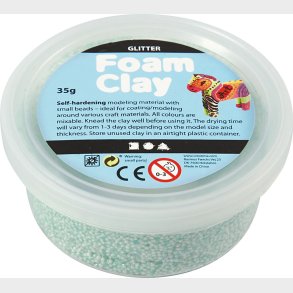 Glitter Foam Clay - Lys Grn - Modellervoks - 35 G