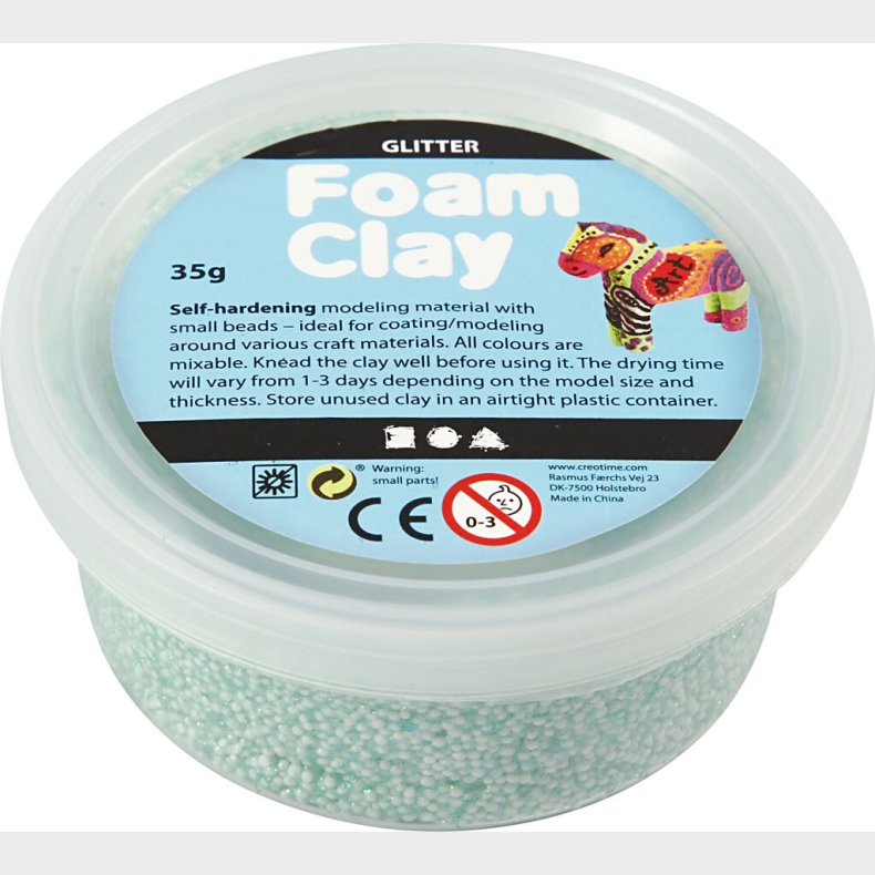 Glitter Foam Clay - Lys Grn - Modellervoks - 35 G