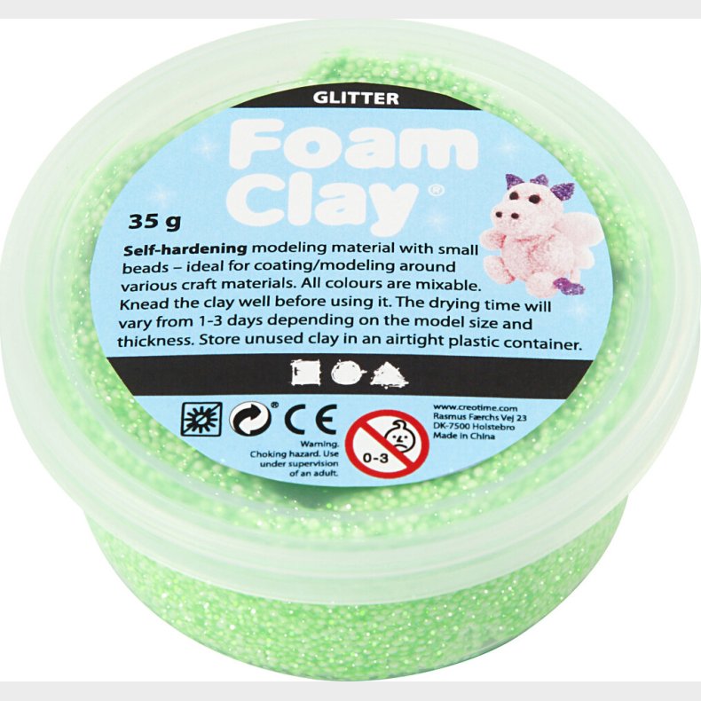 Glitter Foam Clay - Grn - Modellervoks - 35 G