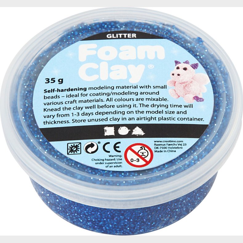 Glitter Foam Clay - Bl - Modellervoks - 35 G