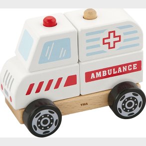 Legetjs Ambulance I Tr - 4 Stableklodser - Viga