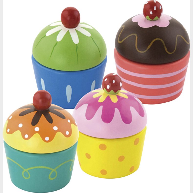 Viga - Legemad I Tr Med Velcro - Cupcakes - 4 Stk