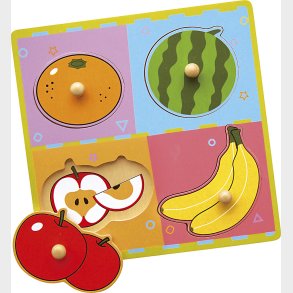 Viga Puslespil I Tr - Frugter - Knoppuslespil - 4 Brikker
