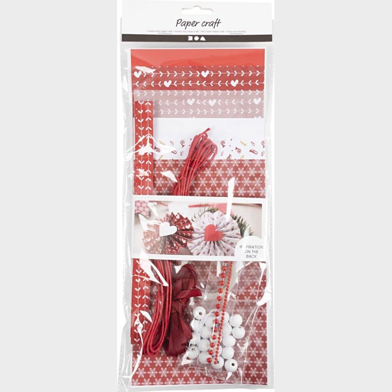 Kreativt Mix - Papirklip - Rd - Hvid