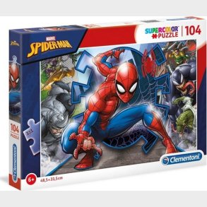 Spiderman Puslespil - Super Color - Clementoni - 104 Brikker