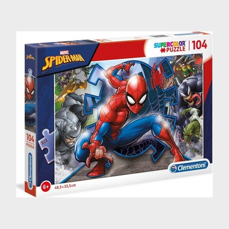 Spiderman Puslespil - Super Color - Clementoni - 104 Brikker