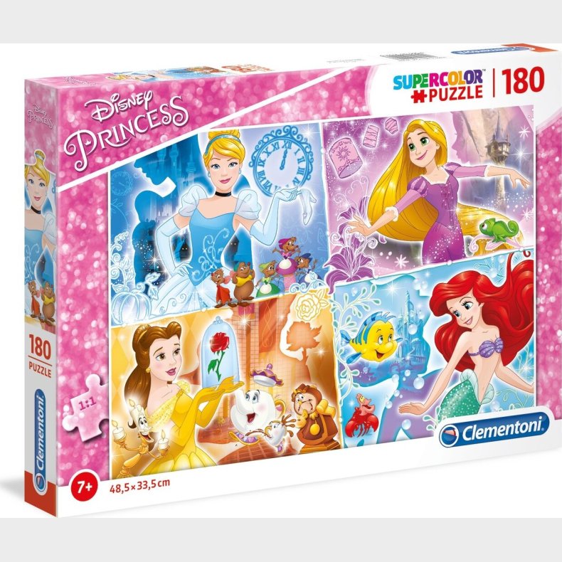 Disney Princess Puslespil - Super Color - 180 Brikker - Clementoni