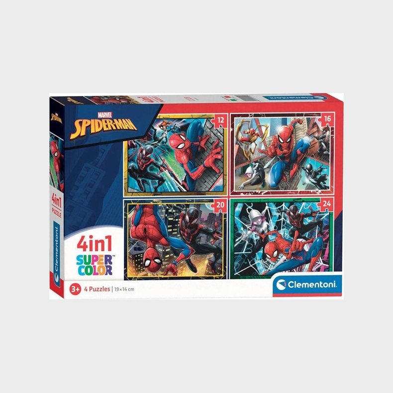 Spiderman Puslespil - Marvel - Super Color - Clementoni - 4 Stk