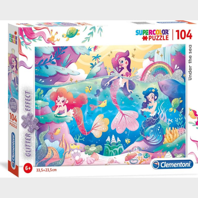 Clementoni Puslespil - Glitter Effect - Under The Sea - 104 Brikker