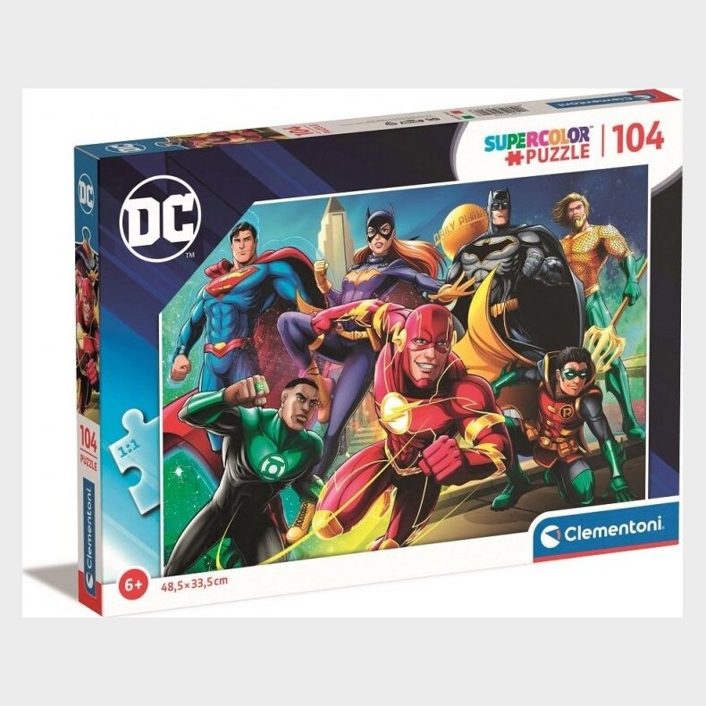 Clementoni Puslespil - Dc Comics Helte - Super Color - 104 Brikker