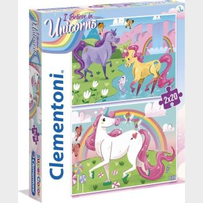 Enhjrning Puslespil - Brilliant - 2x20 Brikker - Clementoni