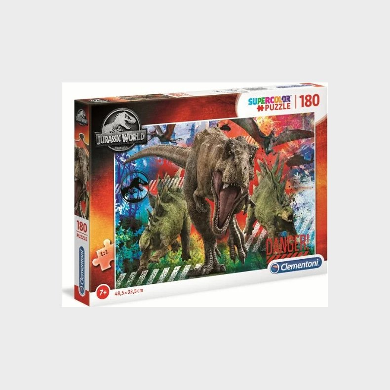 Clementoni Puslespil - Jurassic World - Super Color - 180 Brikker