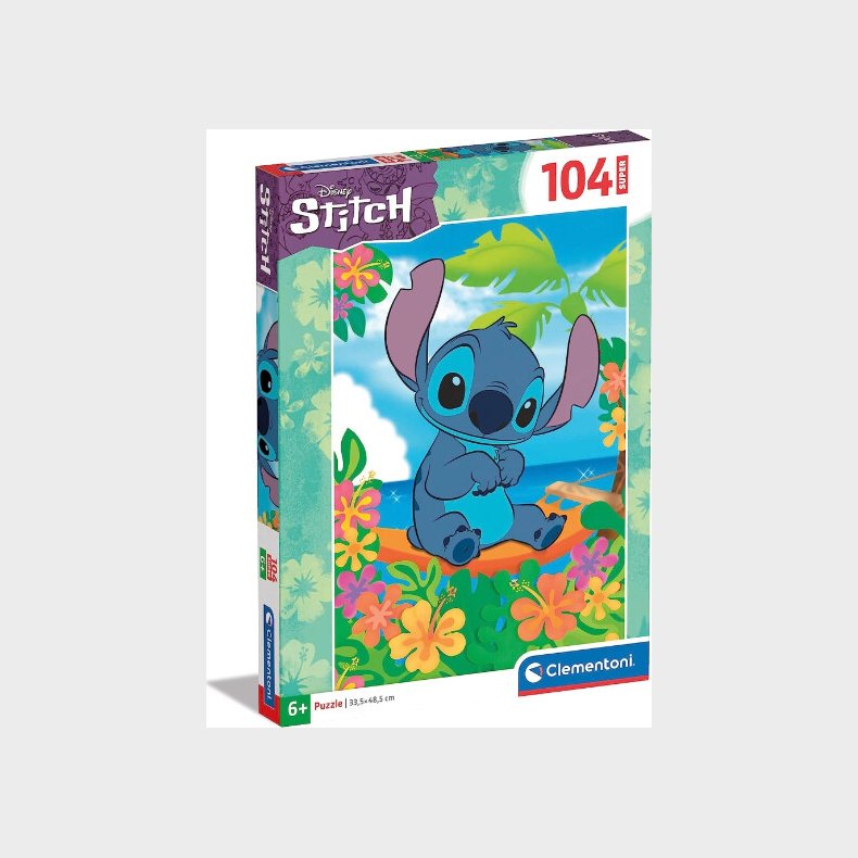 Disney Puslespil - Stitch - Super Color - 104 Brikker - Clementoni