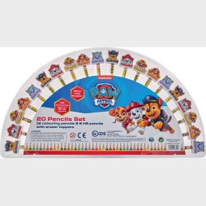 Paw Patrol - Blyanter Og Farveblyanter Med Viskelder - 20 Stk
