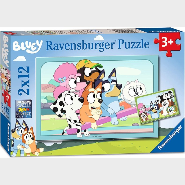 Bluey Puslespil - 2x12 Brikker - Ravensburger