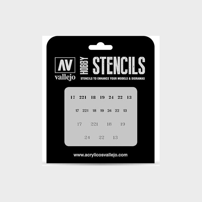 Vallejo - Hobby Stencils - Maleskabelon - Numre Til Tanks