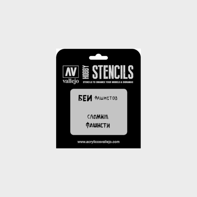 Vallejo - Hobby Stencils - Maleskabelon - Sovjetiske Slogans Wwii