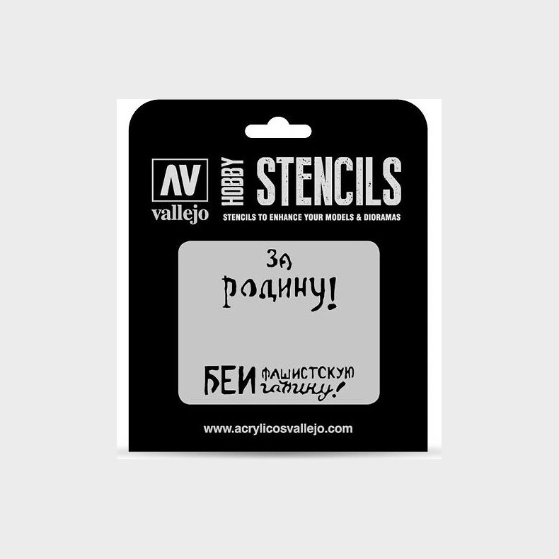 Vallejo - Hobby Stencils - Maleskabelon - Sovjetiske Slogans Wwii