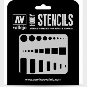 Vallejo - Hobby Stencils - Maleskabelon - Cirkler Og Firkanter
