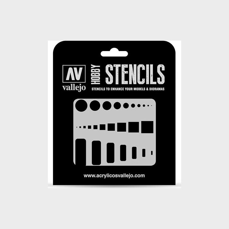 Vallejo - Hobby Stencils - Maleskabelon - Cirkler Og Firkanter