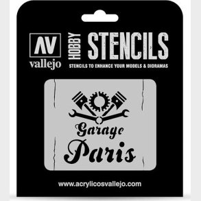 Vallejo - Hobby Stencils - Maleskabelon - Vintage Garage Skilt