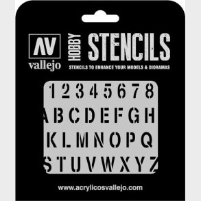 Vallejo - Hobby Stencils - Maleskabelon - Tal Og Bogstaver