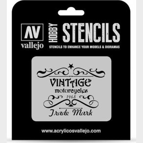 Vallejo - Hobby Stencils - Maleskabelon - Vintage Motorcycles Skilt