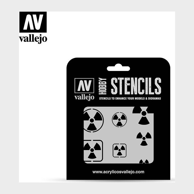 Vallejo - Hobby Stencils - Radioactivity Signs Skabelon
