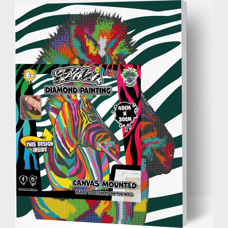 Splat Planet - Diamond Painting - Lrred - Zebra - 30x40 Cm