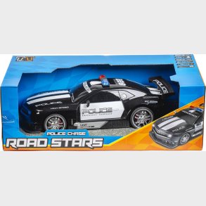 Fjernstyret Politibil Med Lys - Police Chase Road Stars - 1:12 - Sort
