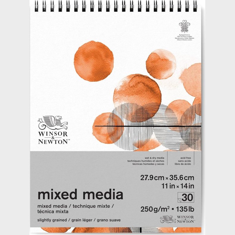Winsor &amp; Newton - Mixed Media Skitseblok 250g 28x36 Cm - 30 Sider