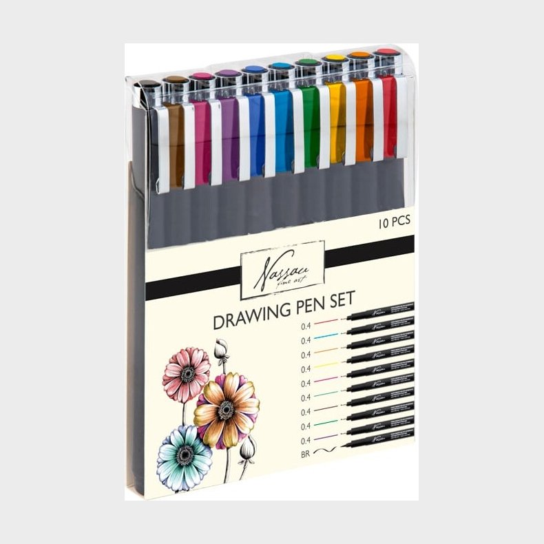 Fineliner - Tusser St - 0,4 Mm - Nassau Fine Art - 10 Farver