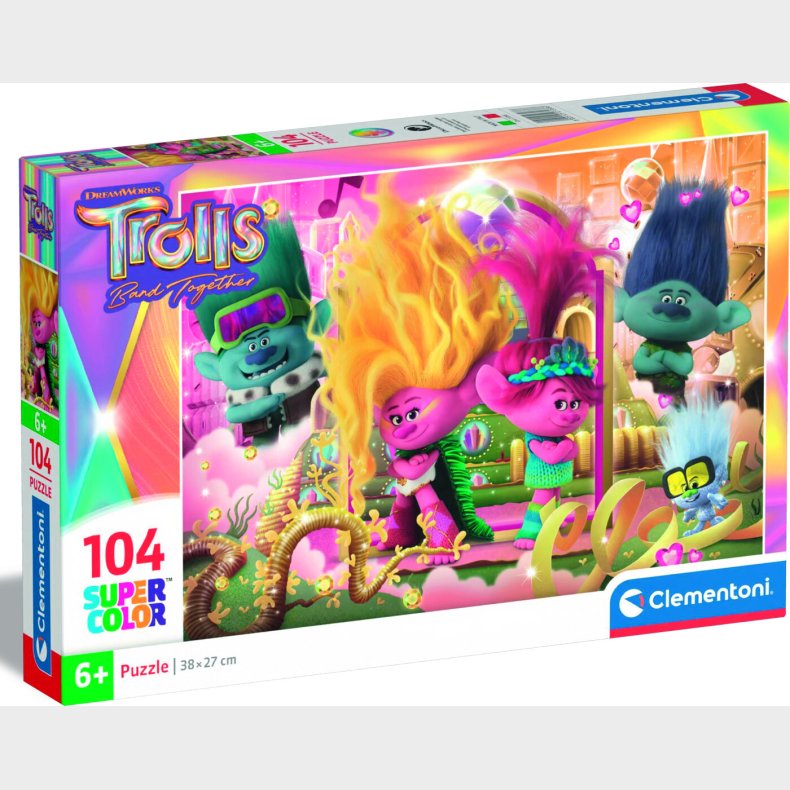 Trolls Puslespil - Trolls 3 Band Together - 104 Brikker - Clementoni