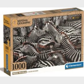 Clementoni Puslespil - National Geographic Zebra - 1000 Brikker
