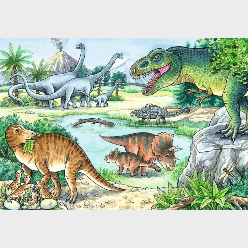 Dinosaur Puslespil - Land Og Vand - 2x24 Brikker - Ravensburger