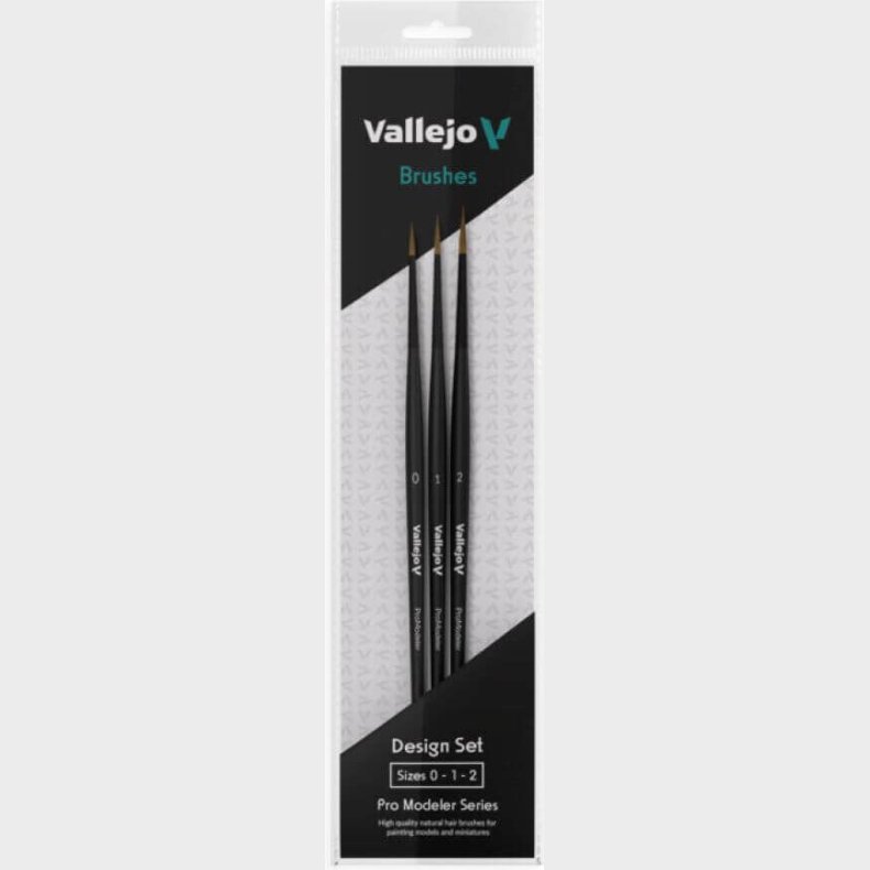 Vallejo - Brush Design Set - Naturligt Hr - 0, 1 &amp; 2