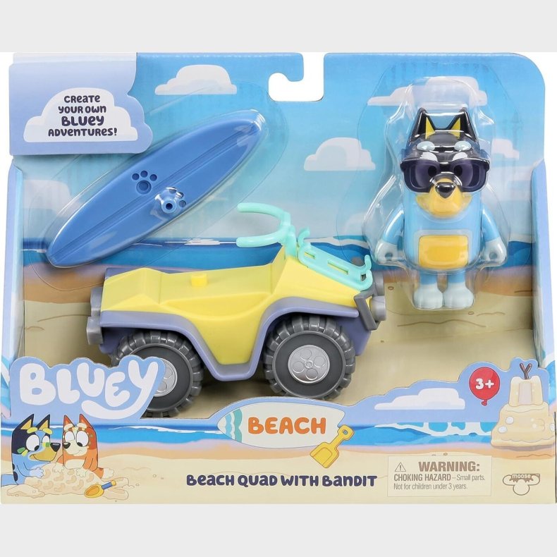 Bluey - Strandkretj Med Figur Og Surfbrt