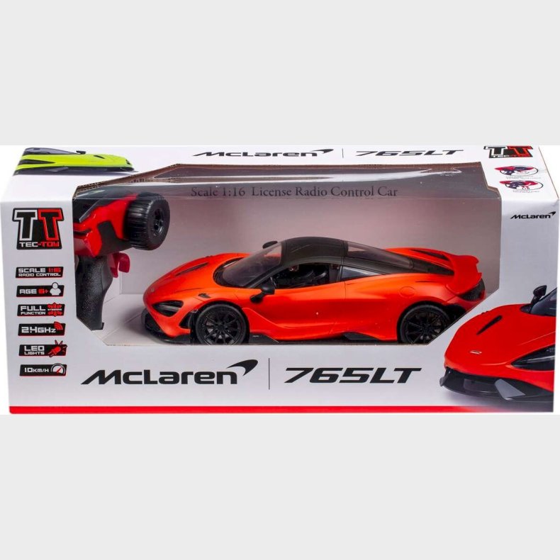 Mclaren 765lt - Fjernstyret Rc Bil - 1:16 - 2,4ghz - Orange