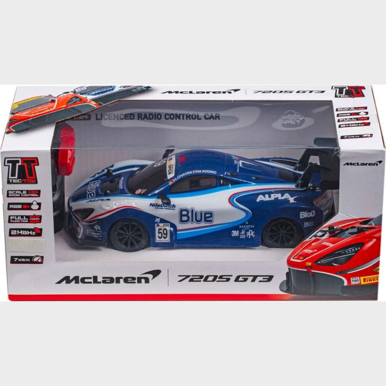 Mclaren 720s Gt3 Fjernstyret Bil - 1:24 - 2,4 Ghz - Bl Hvid