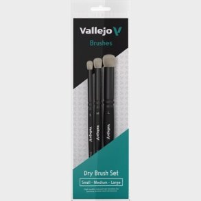 Vallejo - Drybrush Pensel St - Naturlige Hr - 3 Stk - Lille Mellem Stor