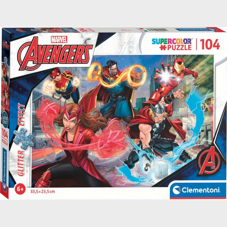 Avengers Puslespil - Marvel - Glitter - 104 Brikker - Clementoni