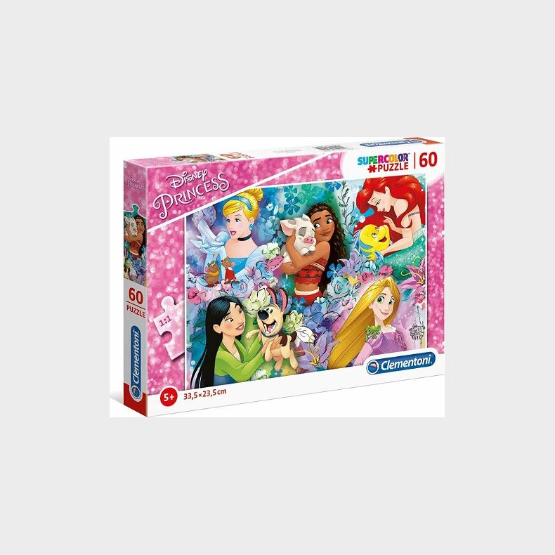 Disney Princess Puslespil - Super Color - 60 Brikker - Clementoni