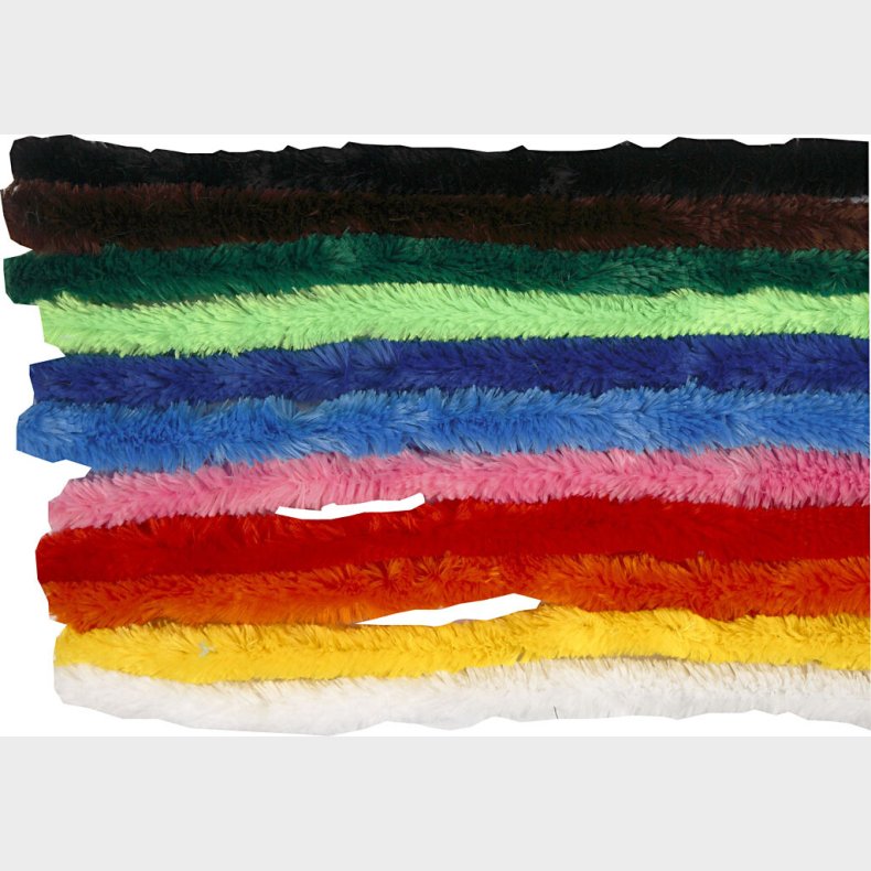 Chenille - L 30 Cm - Tykkelse 15 Mm - Assorterede Farver - 200 Assorterede