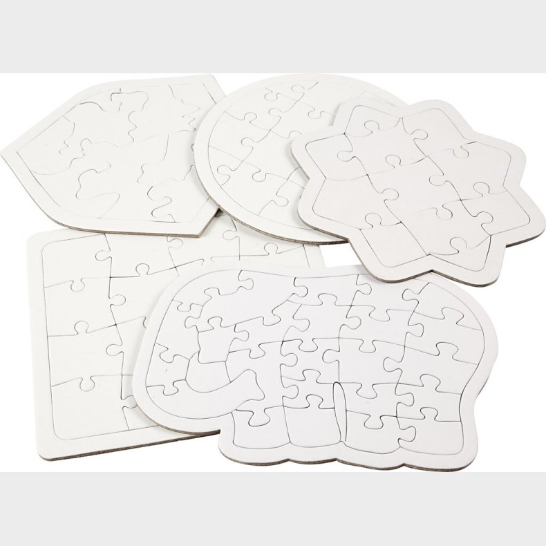 Lav Selv Puslespil - Uden Motiv - Hvid - 17-21 Cm - 10 Stk