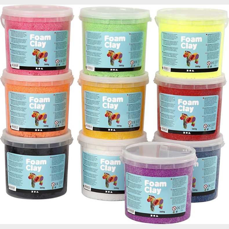 Foam Clay - Modellervoks St - 10x560 G - Assorteret