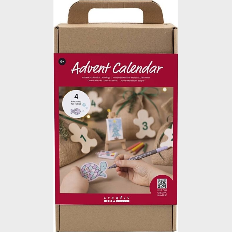 Kreativ Adventskalender - Tegne Diy - 4 Gaver