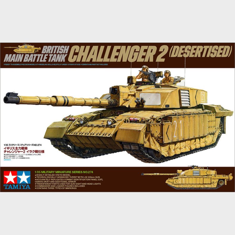 Tamiya - Challenger 2 Desert Model Tank Byggest - 1:35 - 35274