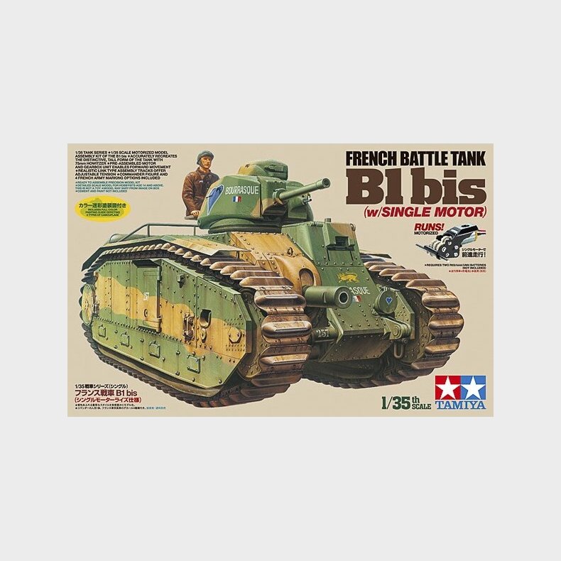 Tamiya - French Battle Tank B1 Bis Single Motor Byggest - 1:35 - 30058