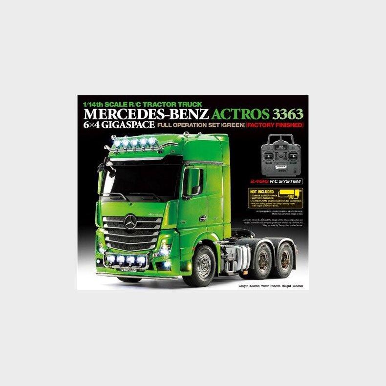 Tamiya - Rc Full Option Actros 3363 Fjernstyret Lastbil - Grn - 1:14 - 23801